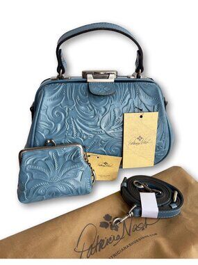 Patricia Nash Gracchi Tooled Leather Satchel & Matching Coin Purse NEW
